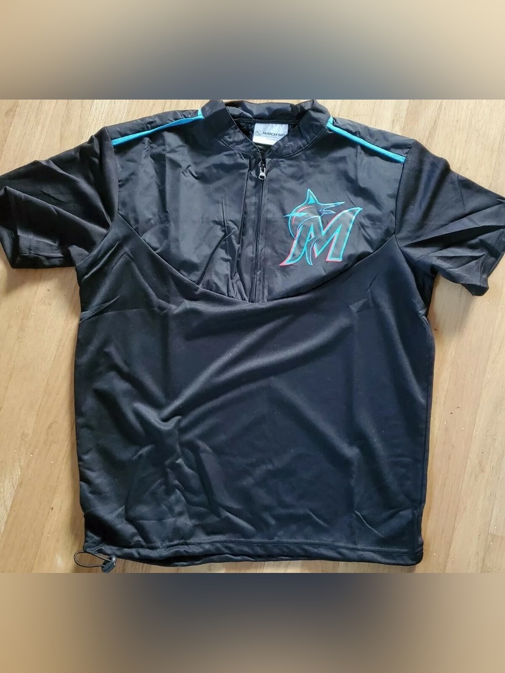 MLB Black Pullover with Teal Accents Marlins NWOT YXL